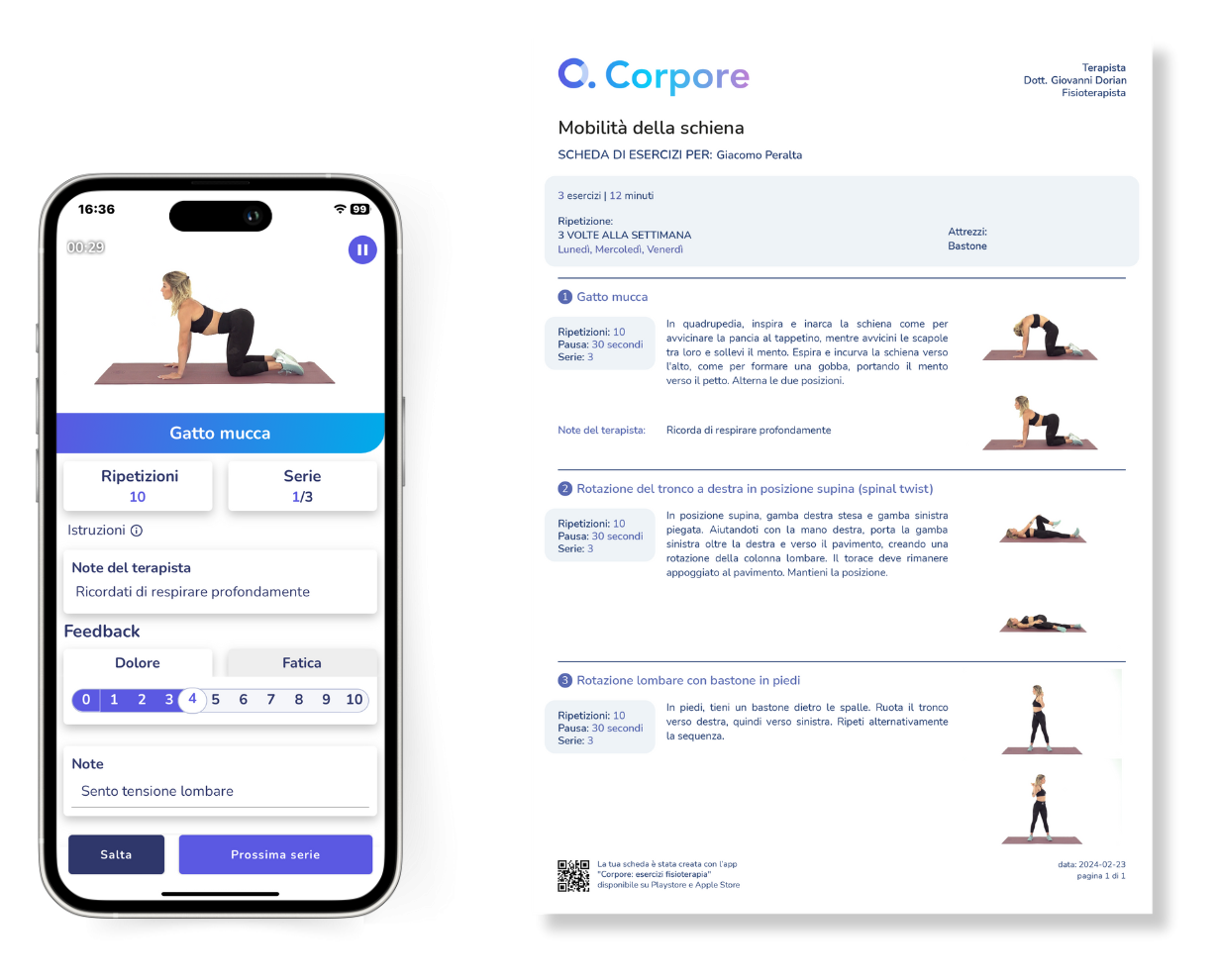Scheda esercizi corpore app e pdf